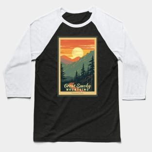 Great Smoky Mountains national park vintage travel poster Baseball T-Shirt